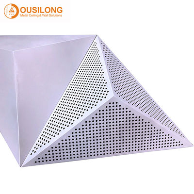 3 डी त्रिभुज छत में सजावटी दबाया स्नैप क्लिप ध्वनिक विशेष डिजाइन निलंबित धातु पैनल