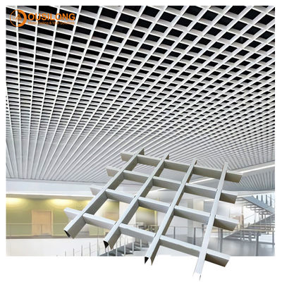 टी बार वाणिज्यिक निलंबित छत के साथ सफेद पाउडर लेपित 625x625 मिमी एल्यूमिनियम 0.5 मिमी धातु ग्रिड छत