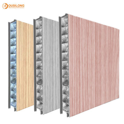 आंतरिक दीवार 1220 × 2440 मिमी के लिए लकड़ी का रंग ध्वनिक एल्यूमीनियम मधुकोश पैनल